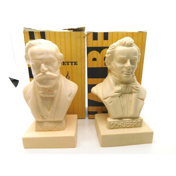 Vintage Halbe Statuette Lot of 7 Figures Busts Famous Music Composers - Picture 3 of 6